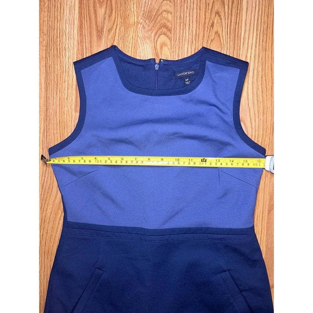 Lands' End Dress Blue Sleeveless Pointe Sheath Round Neck Size 6p - Picture 7 of 13